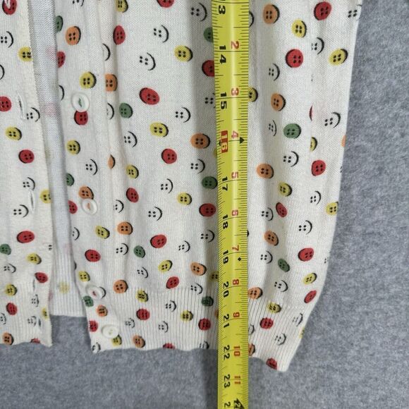 Portrait Of A Flower Button Print Cardigan Womens Medium Multicolor Teacher - Picture 4 of 14